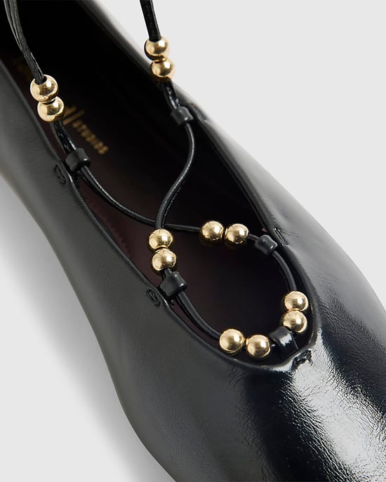 River Island Womens Ballet Pumps Black Lace Up - Image 3