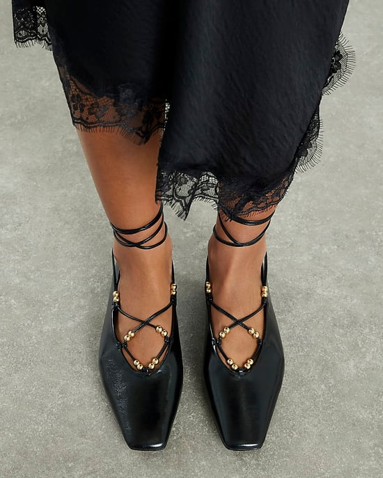 River Island Womens Ballet Pumps Black Lace Up - Image 4