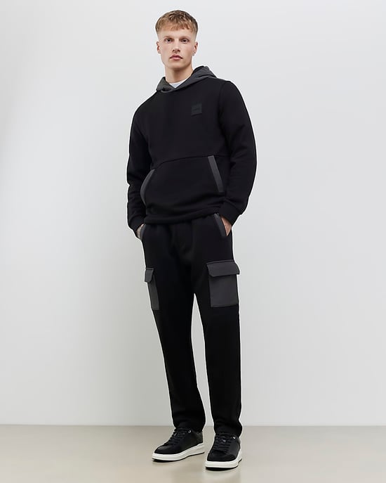 River Island Mens Hoodie Black Regular Fit Luminis Badge - Image 2