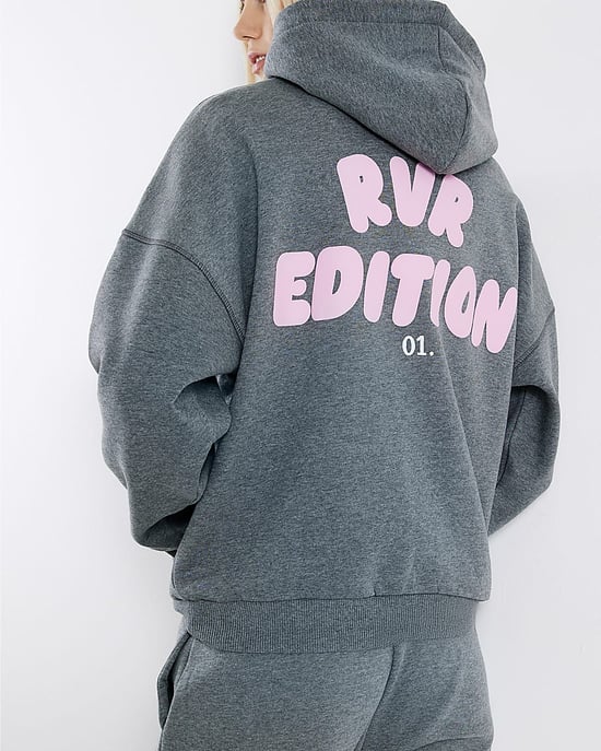 River Island Womens Hoodie Grey RVR Edition Back Print - Image 4