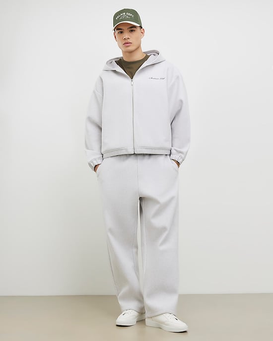 River Island Mens Hoodie Grey Oversized Fit Zip Through - Image 4