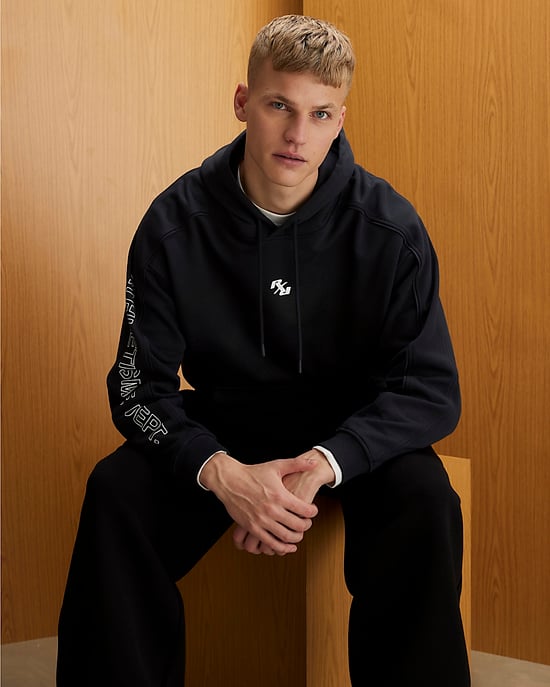 River Island Mens Hoodie Black Oversized Fit RXR Dept - Image 4