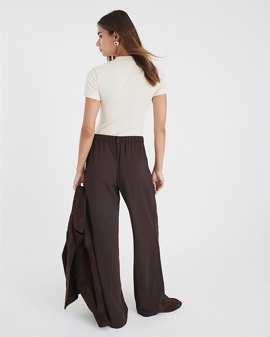 River Island Womens Wide Leg Trousers Brown Elasticated - Image 2
