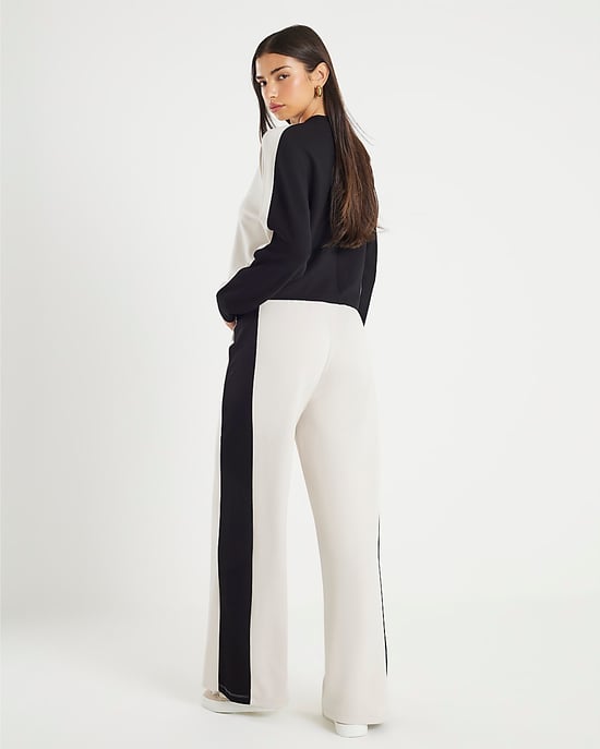 River Island Womens Wide Leg Trousers Cream Colour Block - Image 3