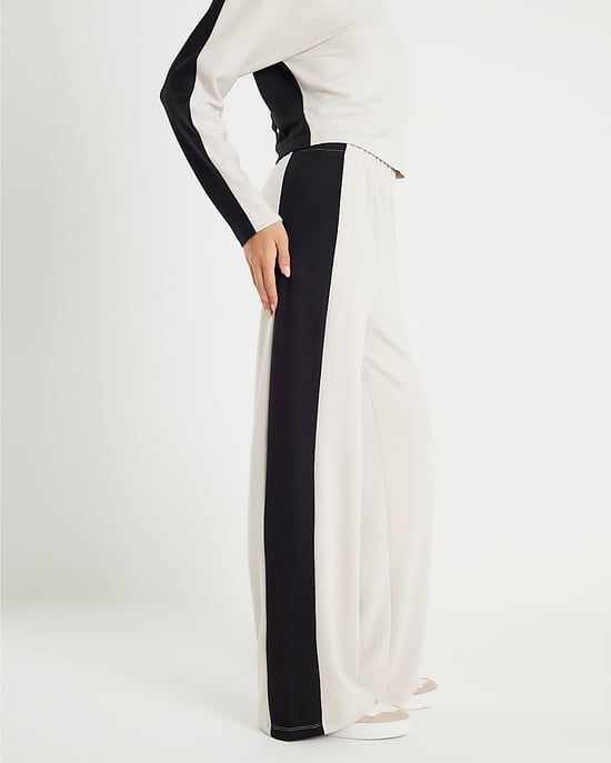 River Island Womens Wide Leg Trousers Cream Colour Block - Image 4