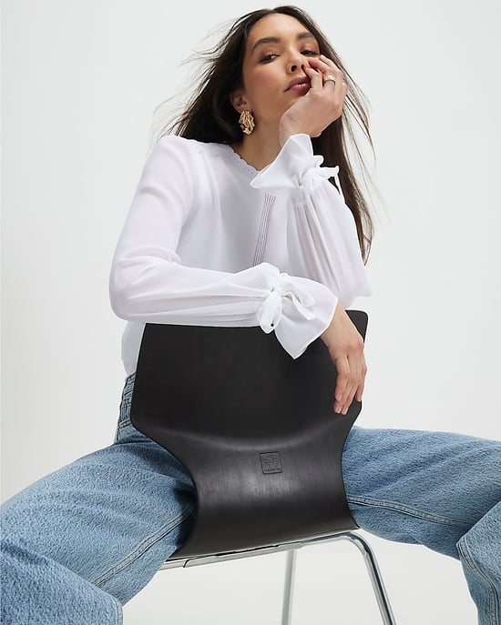 River Island Womens Blouse White Chiffon Long Sleeve - Image 4