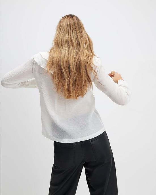 River Island Womens Blouse White Ruffle Tie Neck - Image 3