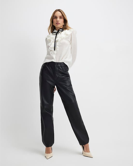 River Island Womens Blouse White Ruffle Tie Neck - Image 4