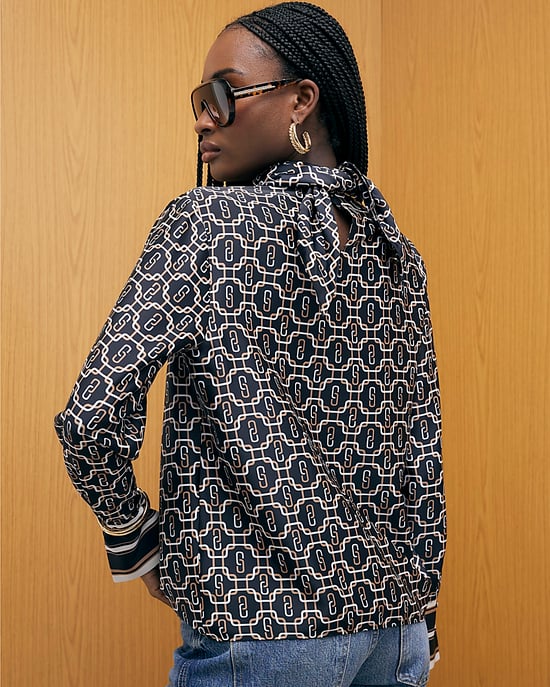 River Island Womens Shirt Black Geometric Print Scarf - Image 4
