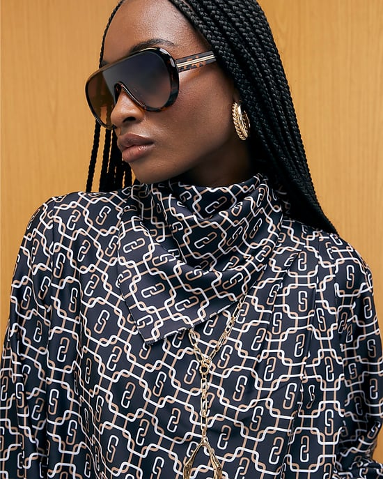 River Island Womens Shirt Black Geometric Print Scarf - Image 5