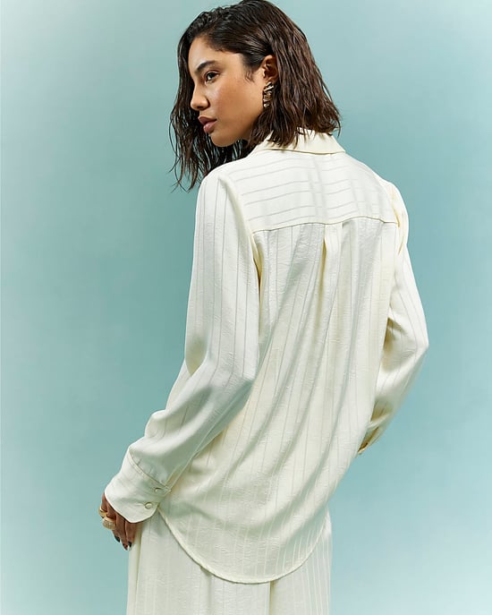 River Island Womens Blouse Cream Stripe Collared - Image 3
