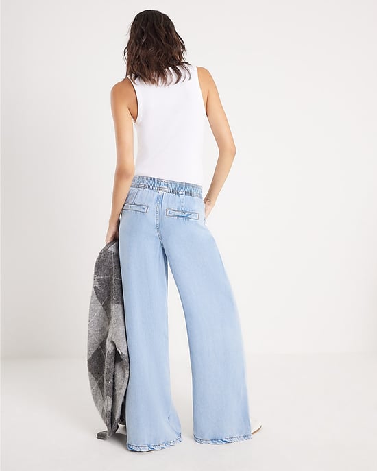 River Island Womens Wide Leg Jeans Blue Pyjama Style - Image 3