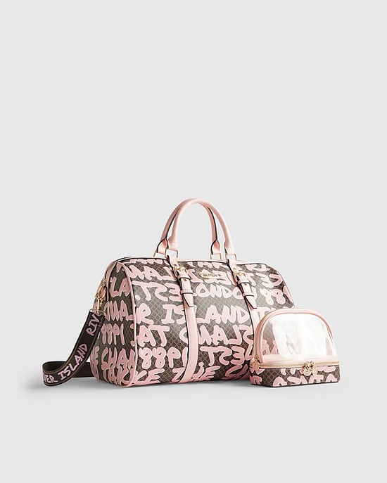 River Island Womens Barrell Bag Bundle Brown Monogram Graffiti - Image 2
