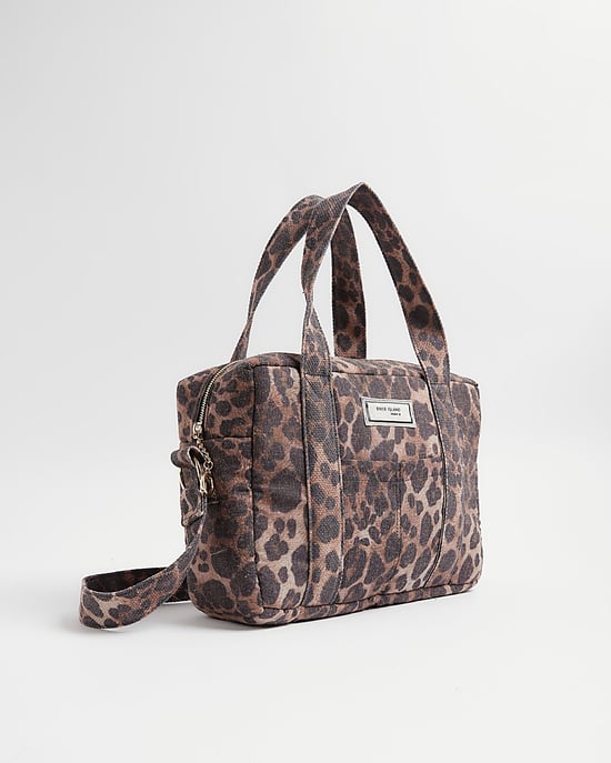 River Island Womens Holdall Bag Brown Canvas Leopard Print - Image 1