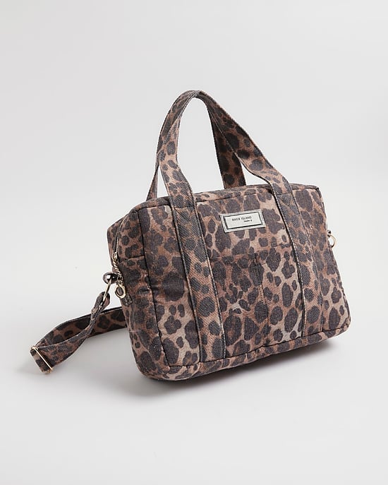 River Island Womens Holdall Bag Brown Canvas Leopard Print - Image 3