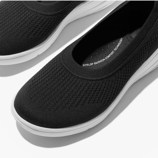 Fitflop Super-q Knit Womens Ballerina Shoes Black - Image 4