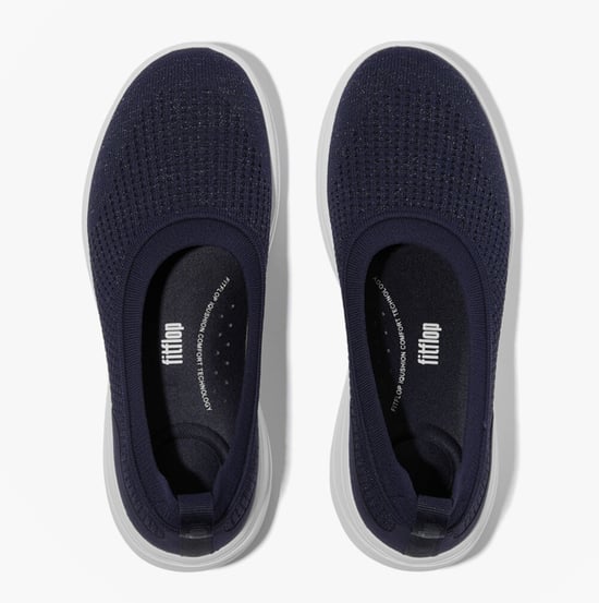 Fitflop Super-q Knit Womens Ballerina Shoes Metallic Midnight Navy - Image 4