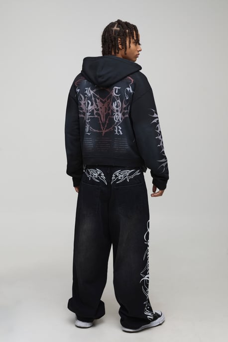 Super Baggy Embroidered Gothic Jeans - Image 2