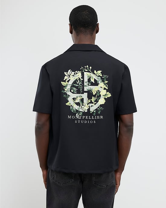 River Island Mens Shirt Black Regular Fit Montpellier Studios - Image 2