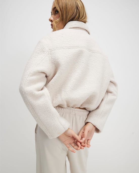 River Island Womens Jacket Cream Boiled Wool Harrington Zip - Image 2