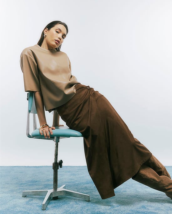 River Island Womens Wrap Midi Skirt Brown Faux Suede - Image 2