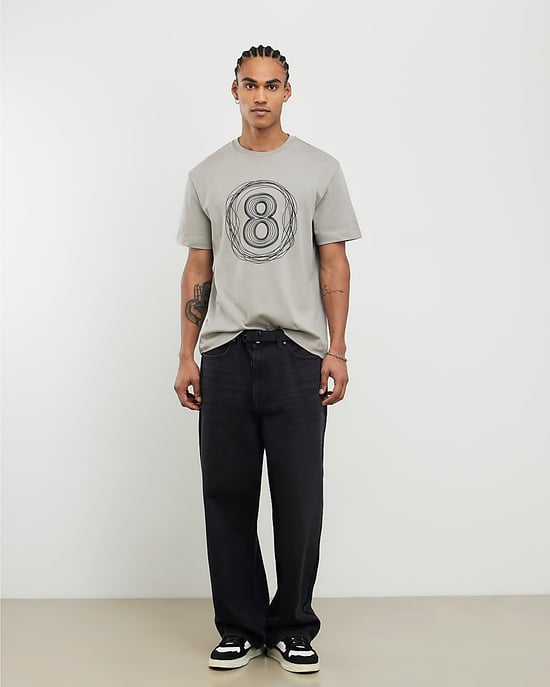 River Island Mens 8 T-Shirt Beige Regular Fit - Image 4