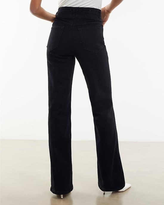 River Island Womens Flared Jeans Black High Rise Relaxed Denim - Image 3