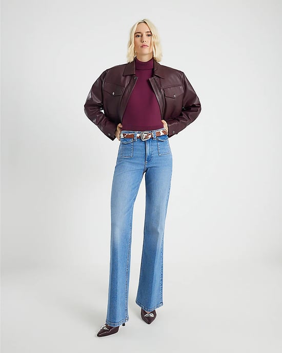 River Island Womens Flared Jeans Blue High Rise Relaxed Denim - Image 1