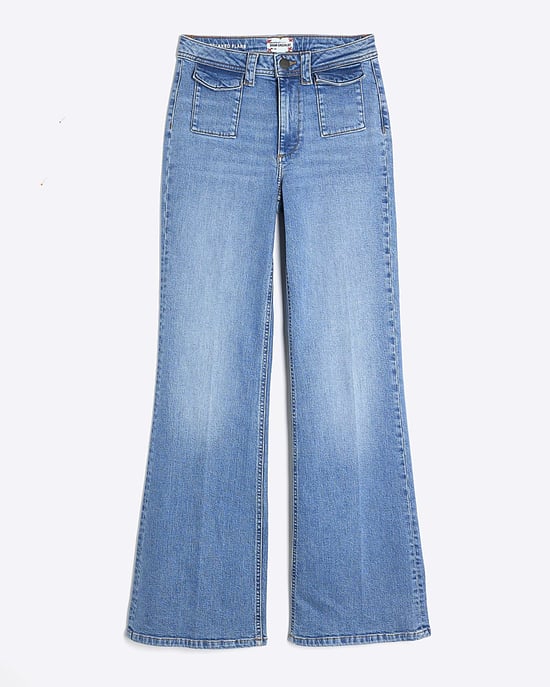 River Island Womens Flared Jeans Blue High Rise Relaxed Denim - Image 3
