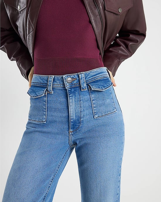 River Island Womens Flared Jeans Blue High Rise Relaxed Denim - Image 4