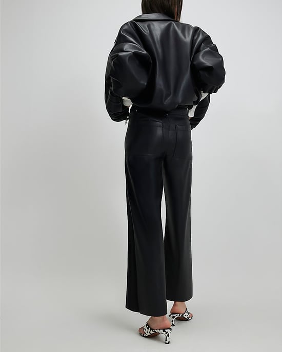 River Island Womens Cropped Trousers Black Faux Leather - Image 3
