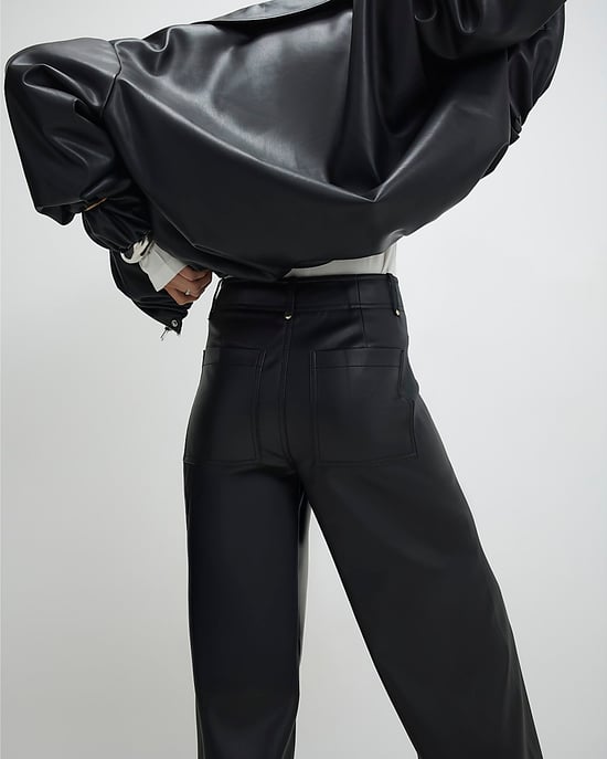 River Island Womens Cropped Trousers Black Faux Leather - Image 4