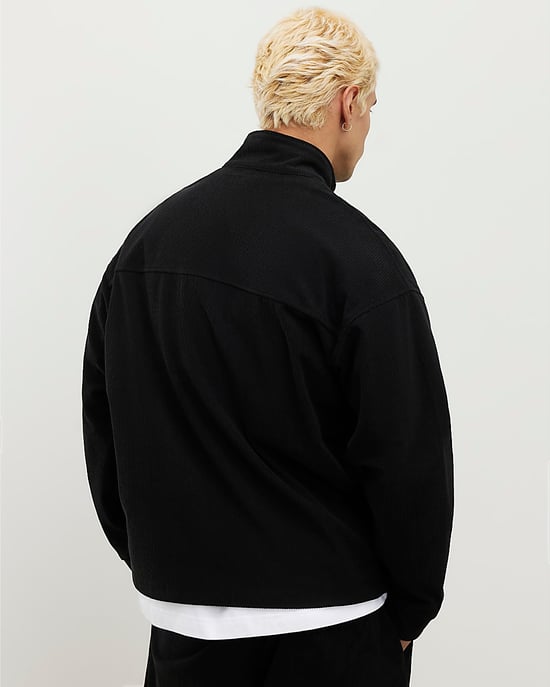 River Island Mens Sweatshirt Black Regular Fit Corduroy Funnel - Image 3
