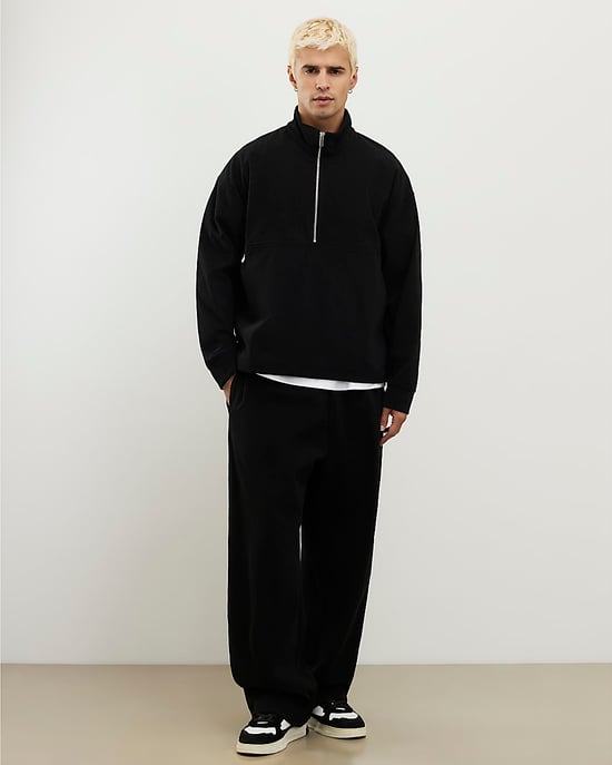 River Island Mens Sweatshirt Black Regular Fit Corduroy Funnel - Image 4
