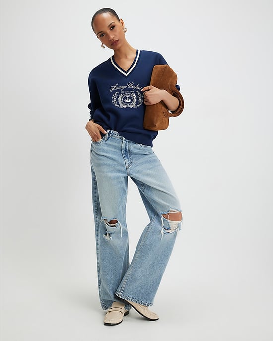 River Island Womens Sweatshirt Navy Long Sleeve Heritage Crest - Image 4