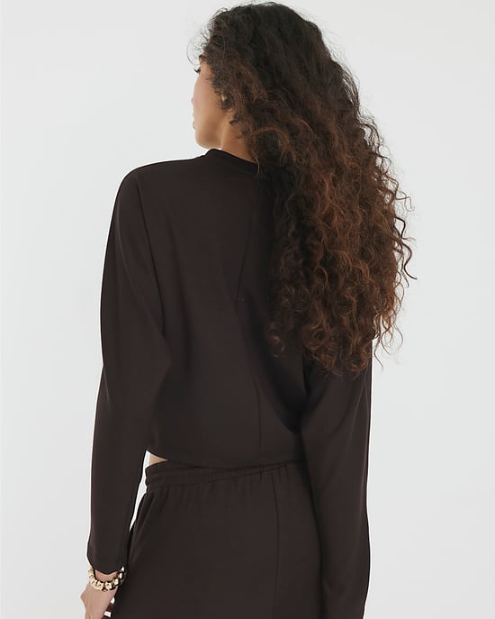 River Island Womens Sweatshirt Brown Premium Batwing Sleeve - Image 2