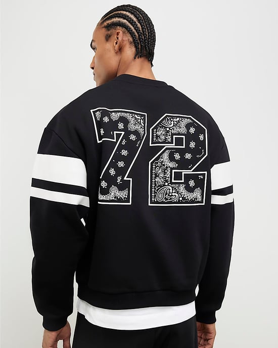 River Island Mens Sweatshirt Black Oversized Fit Bandana - Image 2