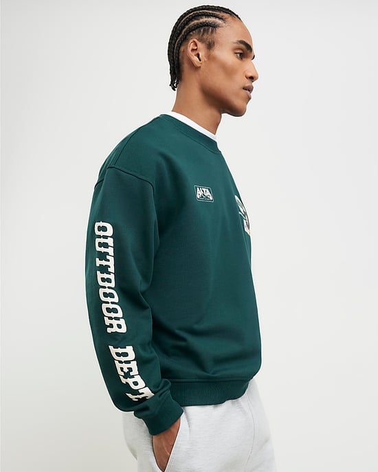 River Island Mens Sweatshirt Green Oversized Fit Alpine Badging - Image 4