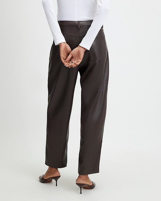 River Island Womens Trousers Brown Faux Leather Barrel Leg - Image 3