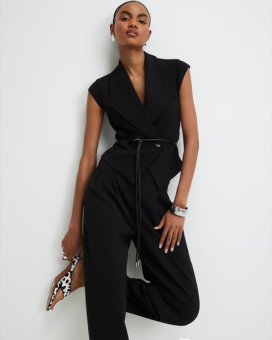 River Island Womens Tapered Trousers Black Pleated - Image 2