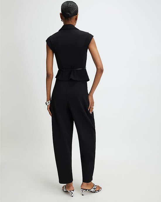 River Island Womens Tapered Trousers Black Pleated - Image 3