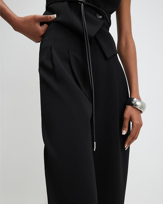 River Island Womens Tapered Trousers Black Pleated - Image 4