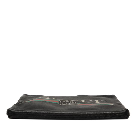 Begagnad Medium Läder Logo Portfolio Clutch - Image 3