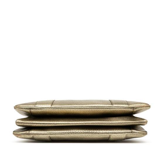 Begagnad metallic kalvskinns metall bambu handväska - Image 3