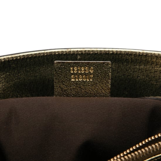 Begagnad metallic kalvskinns metall bambu handväska - Image 6