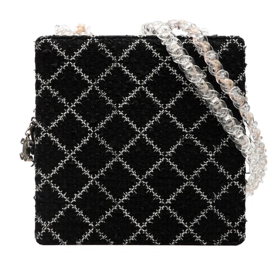 Tweedehands Tweed en Hars Ritsketting Shopper Tasche - Image 1