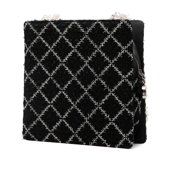 Tweedehands Tweed en Hars Ritsketting Shopper Tasche - Image 2