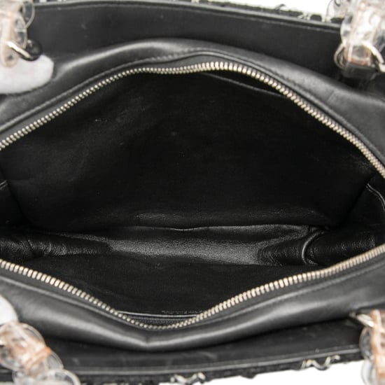 Tweedehands Tweed en Hars Ritsketting Shopper Tasche - Image 4