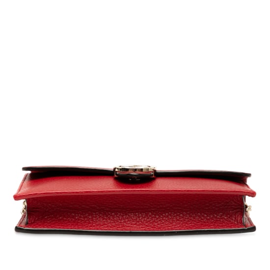 Pre-owned Leather Interlocking G Dollar Wallet On Chain - Image 3