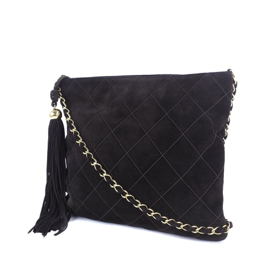 Begagnad Kviltat Mocka Fringed Crossbody - Image 2